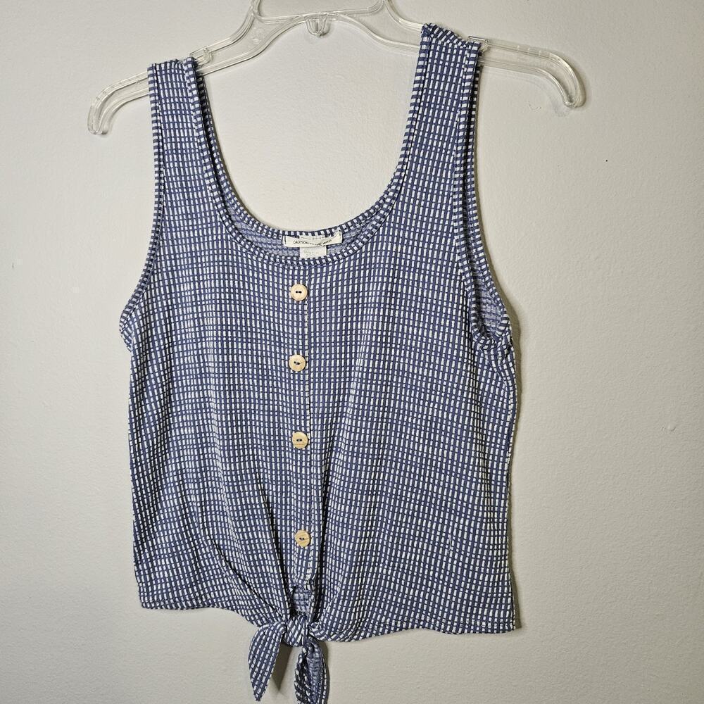Caution To The Wind Striped Tank Top Front Tie Sleeveless Stretch Size L